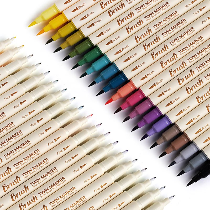 Set de 3 pinzells de cal·ligrafia de colors retro