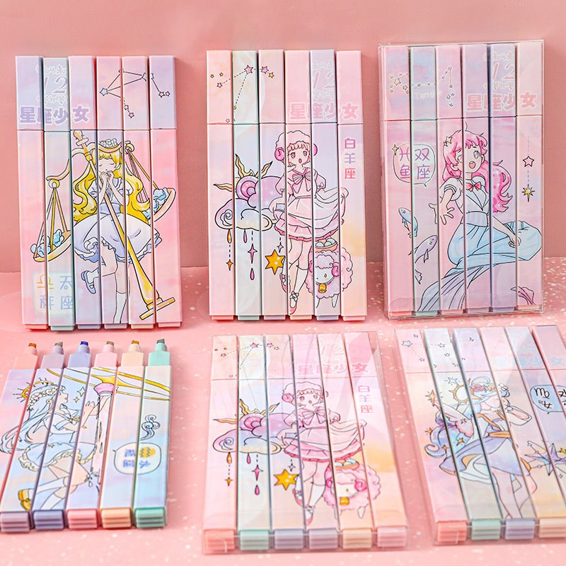 Resaltadors de constel·lacions de 6 peces Pastel Cute